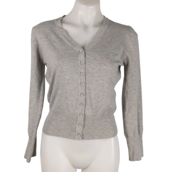 Cotton On Sweaters - Cotton On Women's Cardigan Size Large Grey Long Sleeve V-Neck Button-up Fitted